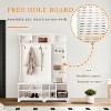 TiramisuBest Multi-purpose Hallway Hall Tree with Removable Linen Cushioned Bench,Coat Rack,Storage Shelves,and DIY Pegboard, Black Entryway Organizer - 4 of 4
