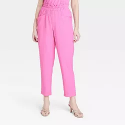 Women's High-Rise Tapered Ankle Pull-On Pants - A New Day™ Pink S