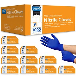 Inspire Nitrile Gloves | THE ORIGINAL Quality Stretch Nitrile Exam Cobalt Blue | Disposable Safety Gloves | 4.5 Gloves 1000 Gloves - 1 of 4