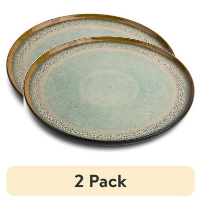 LunaLulinlk (2 pack) Ceramic Round Dinner Plate Green