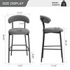 OUTSUPPLY Set of 2 Plush Teddy Fabric Bar Stools, Cloud-Like Comfort with Black Metal Base - 2 of 4
