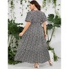 BLUEMING Summer Maxi Dress for Plus Size Women Tie Wasit Surplice Dress Flutter Sleeve A-Line Dress - 2 of 4