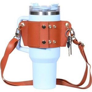 BABYYER Water Bottle Holder With Strap for 40oz,Water Bottle Pouch Series Tumbler,PU Water Bottle Bag (Brown) - 1 of 4