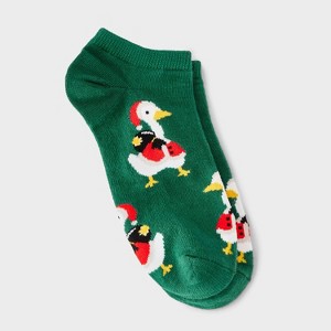 Women's Santa Duck Christmas Low Cut Socks - Green 4-10 - 1 of 3