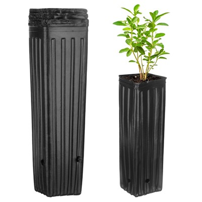 Unique Bargains Plastic Deep Drainage Holes Indoor Outdoor Gardening Plant Nursery Pots Black