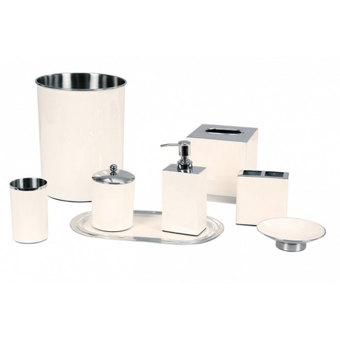 Better Trends Trier Bath Accessories Stainless Steel in Solid Colors - 8 Piece Set - White