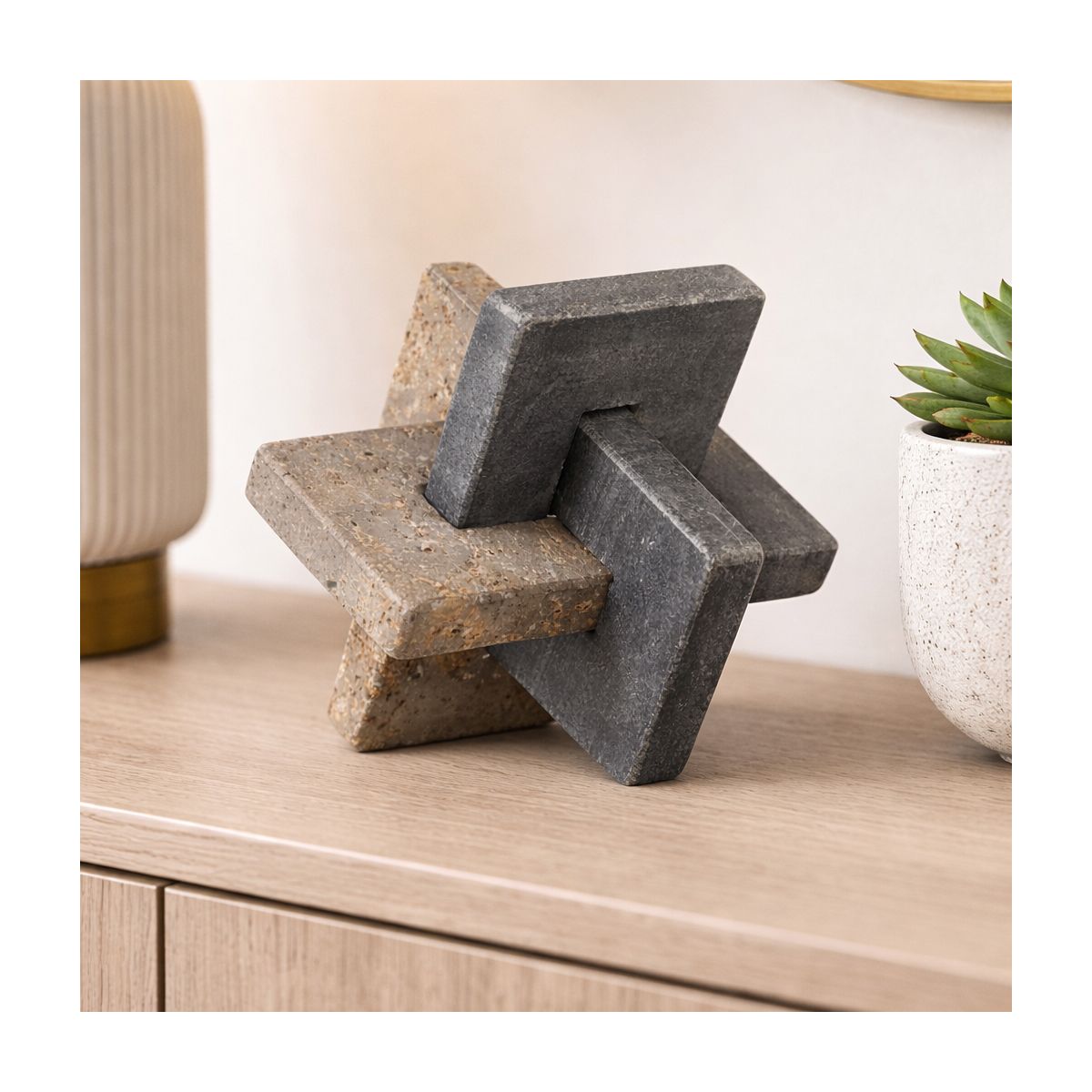 Decorative Marble Knot Sculpture for Home Decor - Contemporary Bathroom, Office, or Living Room Decorative Object