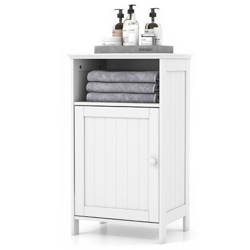 17.20 in. Triangle Freestanding Floor Cabinet Bathroom Storage Cabinet with  Adjustable Shelves,White