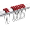 Home Mart Goods Red Fabric Textured Glam luxury Shower Curtain With 12 Metal Roller Ball Hooks - 72" x 72" - 2 of 3