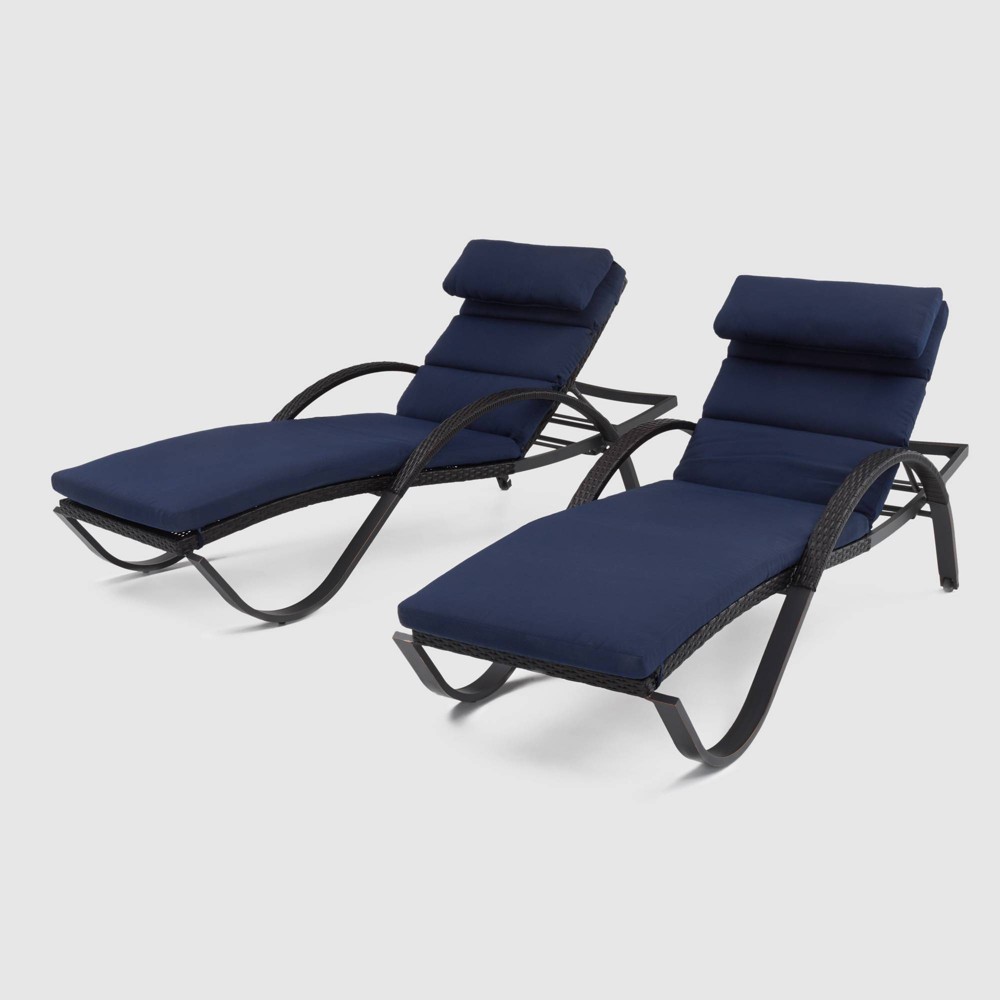 Deco 2pk Chaise Lounges with Cushions - Navy Blue - RST Brands