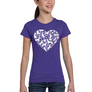 LA Pop Art Dog Heart - Girl's Word Art T-Shirt - 1 of 4