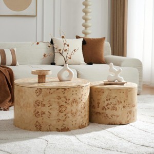 Nesting Coffee Table Set,2-Piece Round Storage Tables for Living Room,27.56'' & 19.69'' Center Table-Baofuwish - 1 of 4