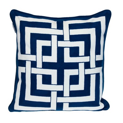 Parkland Collection,Transitional Interlocking Blue 20" X 20" Pillow