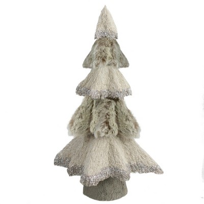 Northlight 14" Gray and Beige Triangular Table Top Christmas Tree with Glitter