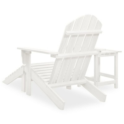 White Fir Wood Adirondack Chair Set with Ottoman and Table