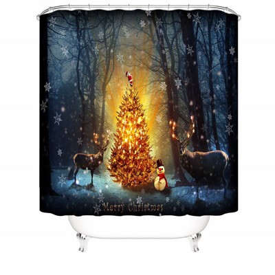 Christmas Forest Deer Shower Curtains for Bathroom Waterproof Fabric Bath Curtain Durable Soft Stylish Bathroom Decor 72x72 Inch