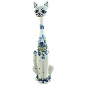 Blue Rose Polish Pottery Pansies Large Cat - 1 of 1