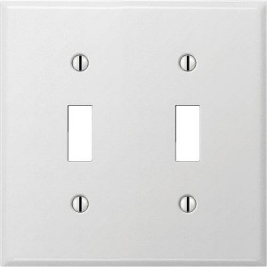 Amerelle PRO 2-Gang Stamped Steel Toggle Switch Wall Plate, Smooth White - 1 of 1