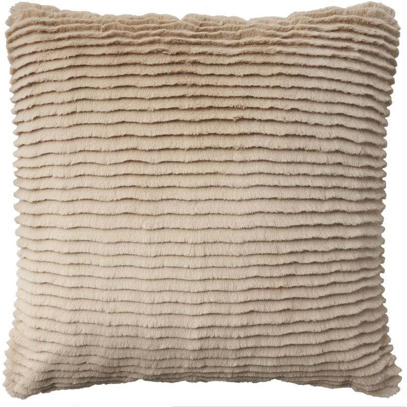 Mina Victory Faux Fur Layered Stripe Cut Indoor Throw Pillow, 1 of 8