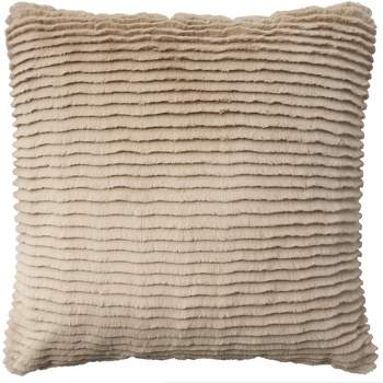 Mina Victory Faux Fur Layered Stripe Cut Indoor Throw Pillow