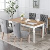 Vynxaria Gray Linen Dining Chairs Set of 2 with Wood Legs - 4 of 4