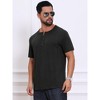 INSPIRE CHIC Men's Henley Short Sleeve Button Down Jacquard Texture Knitted T-Shirts - 4 of 4