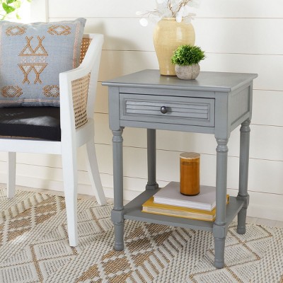 Distressed Gray Wood End Table with Storage