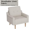 TiramisuBest Light Gray Mid-Century Accent Chair, Comfy Upholstered Armchair with Wooden Legs for Living Room & Small Spaces - 4 of 4