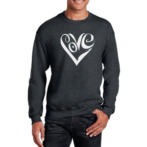 LA Pop Art Men's Word Art Crewneck Sweatshirt - Script Love Heart - 1 of 4