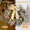 Acekool 24-Inch Pre-Lit Winter Wreath with LED Lights, Champagne Gold Faux Antlers, Pine Cones, Ball Ornaments, Battery-Operated - 4 of 4