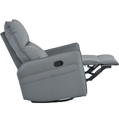 Racxily PU Rocking Recliner Chair, Nursery Rocking ChairModern Small Rocking Swivel Recliner Chair for Bedroom, Side Pocket, Brown