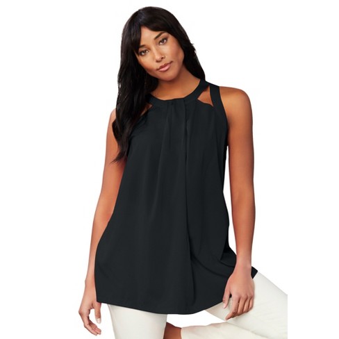 June + Vie By Roaman's Women's Plus Size Twist-neck Tank, 26/28