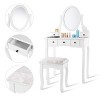 Tangkula Removable Mirror Vanity Table Unit Makeup Set w/ Padded Stool & 5 Dawers White - 4 of 4