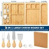 3 in 1 Bamboo Food Boards Gift Set, Large Bamboo Cheese Board Set with Knife Set & Ceramic Bowls, Deli Boards Set for Party, Housewarming, Wedding - 2 of 4