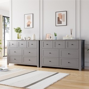 Set of 2 Dresser for Bedroom, 7 Chest of Drawer Dresser Organizer, Wood Storage Cabinet for Living Room, Closet Storage, Entryway, Hallway - 1 of 4