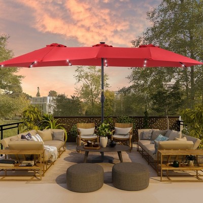 Sonkuki 15x9ft LED Double-Sided Patio Market Umbrella Aluminum Large Canopy