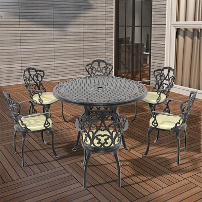 ONWITH 7-Piece Set Of Cast Aluminum Patio Furniture With Cushions