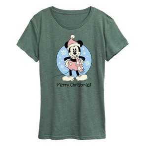 Women's - Disney - Mickey Merry Christmas Short Sleeve Graphic T-Shirt - 1 of 4