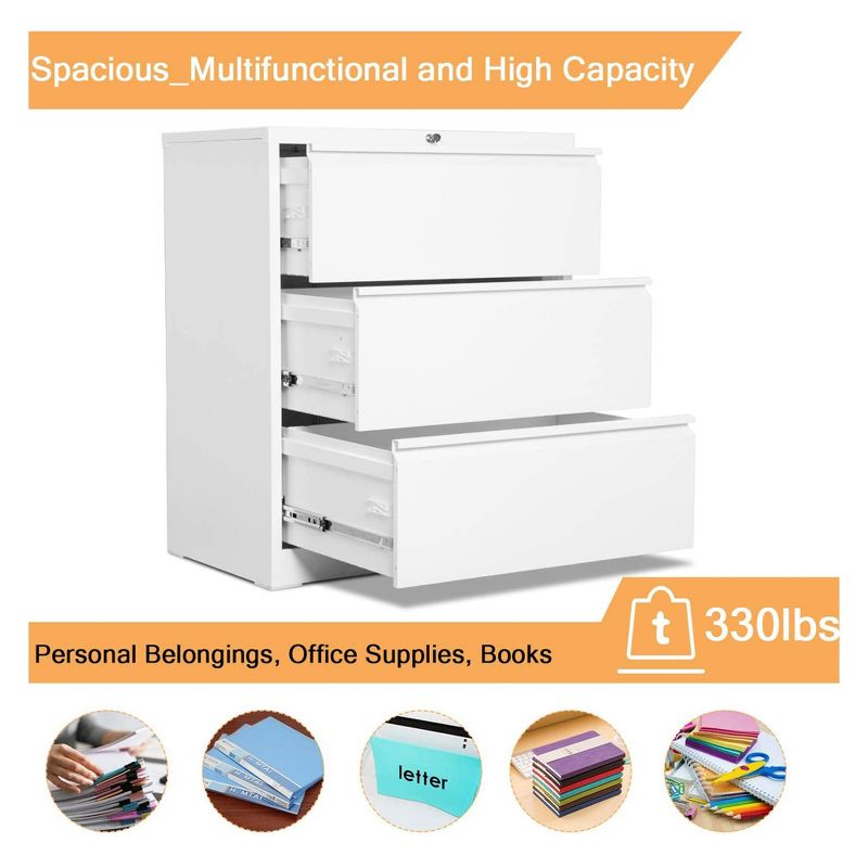 AOBABO Locking Metal Office Storage Organization Filing Cabinet with Adjustable File Hanging Bar and 2 Keys, 6 of 10