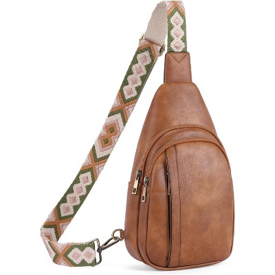 Leather Crossbody Bag for Women & Men, Adjustable Sling Backpack Purse, Multipurpose Daypack