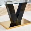 NicBex 63" Modern Rectangular Glass Dining Table Tempered Glass Tabletop with MDF slab V-Shaped Bracket for Kitchen - 3 of 4