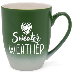 Elanze Designs Sweater Weather Two Toned Ombre Matte Green and White 12 ounce Ceramic Stoneware Coffee Cup Mug - 1 of 4