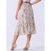 INSPIRE CHIC Women's Chiffon Elastic Waist Ruffle Tiered Flowy Midi Floral Printed Skirts - 4 of 4