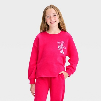 Girls' 'Pizza' Cropped Crewneck Sweatshirt - art class™ Berry Red