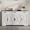 4 Doors, Modern Farmhouse Buffet Storage Cabinet ，Modern Large Wood Farmhouse ， Large Modern Buffet Cabinet - 3 of 4