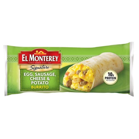 El Monterey Egg Sausage Cheese And Potato Frozen Breakfast Burrito - 4 ...