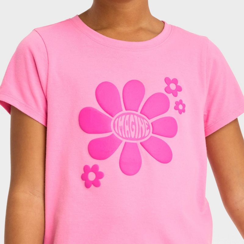 Girls' Short Sleeve 'Imagine' Graphic T-Shirt - Cat & Jack™ Pink, 3 of 5