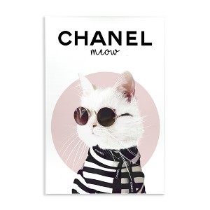 Stupell Industries Chic Kitty Cat Meow Glam Fashion Pink Circle Wall Plaque Art - 1 of 4