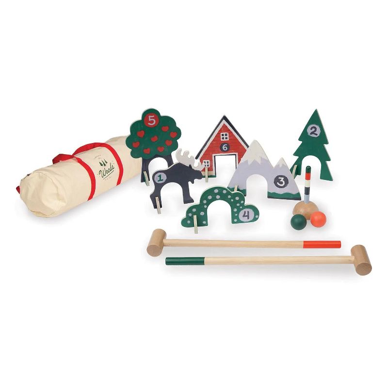 Manhattan Toy Through The Woods Two-Player 11-Piece Croquet Set for Kids with Travel Storage Bag, 1 of 8