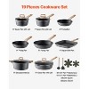 VEVOR 19 Piece Pots and Pans Set, Granite Nonstick Cookware Set, Induction Cookwares, Kitchen RV Cooking Sets with Frying, Sauce, Saute, Black - 3 of 4